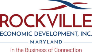 Logo of Rockville Economic Development, Inc. Maryland with the slogan In the business of connection