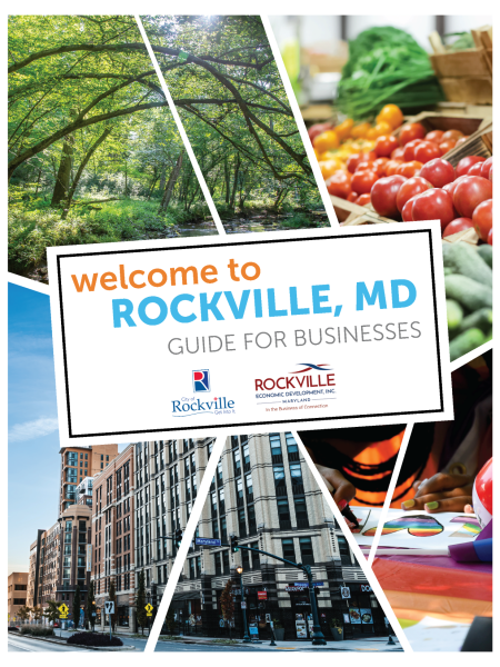 Cover page and hyperlink of the Rockville, MD Guide for Businesses